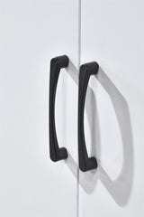 6 Door Wardrobe - White (Black Handles)