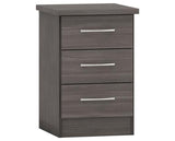 NEVADA 3 DRAWER BEDSIDE - BLACK WOOD GRAIN