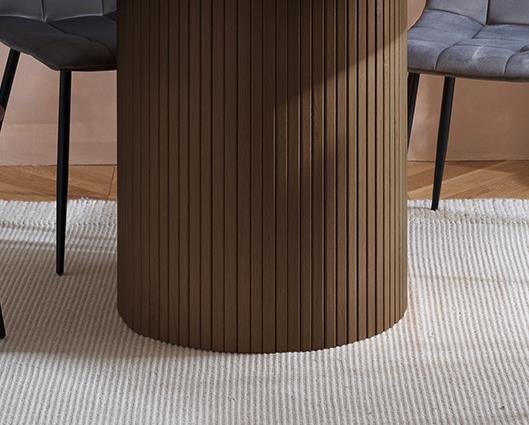 Axel Round Fluted Dining Table - Walnut