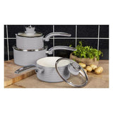 Swan Retro 3 Piece Saucepan Set Grey