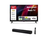 SHARP 1T-C32HD2725KB 32'' Smart Roku TV and SHARP HT-SB121 Sound Bar
