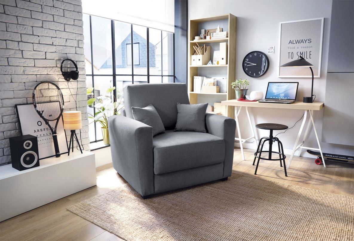 Owen Velvet Single Sofa Bed - Dark Grey