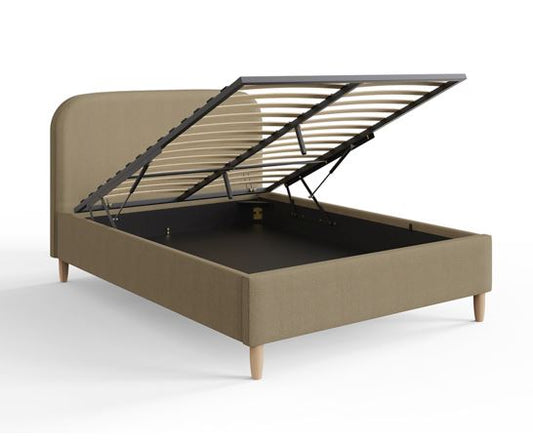 Florence Boucle Ottoman King Bed- Natural Mushroom