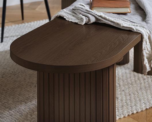 Axel Fluted Dining Bench - Walnut