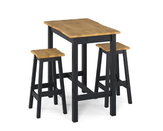 Live edge large rectangular high breakfast bar table & pair bar stool SET