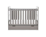 Grady Mini Cot Bed, Under Drawer + Fibre Mattress - Taupe Grey