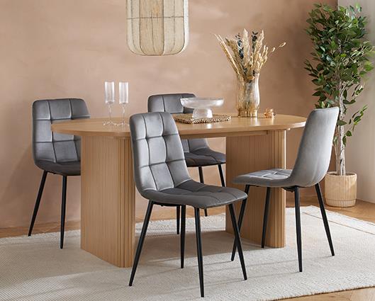 Axel Oval Fluted Dining Table - Oak
