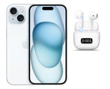 Refurbished Apple iPhone 15 128GB Blue with Wireless Headphones