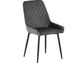 ATHENS RECT & AVERY DINING SET (X4 CHAIRS) - CONCRETE/GREY VELVET