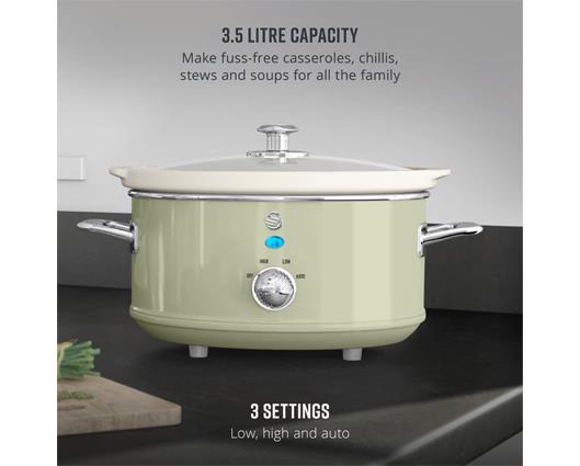 Swan 3.5L Slow Cooker Retro Green
