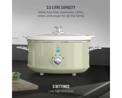 Swan 3.5L Slow Cooker Retro Green