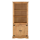 Corona 2 Door Display Unit/Bookcase - Distressed Waxed Pine