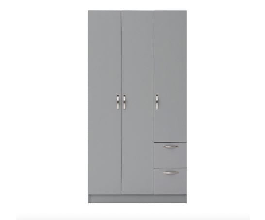 Easton 3 Door Double Wardrobe- Grey