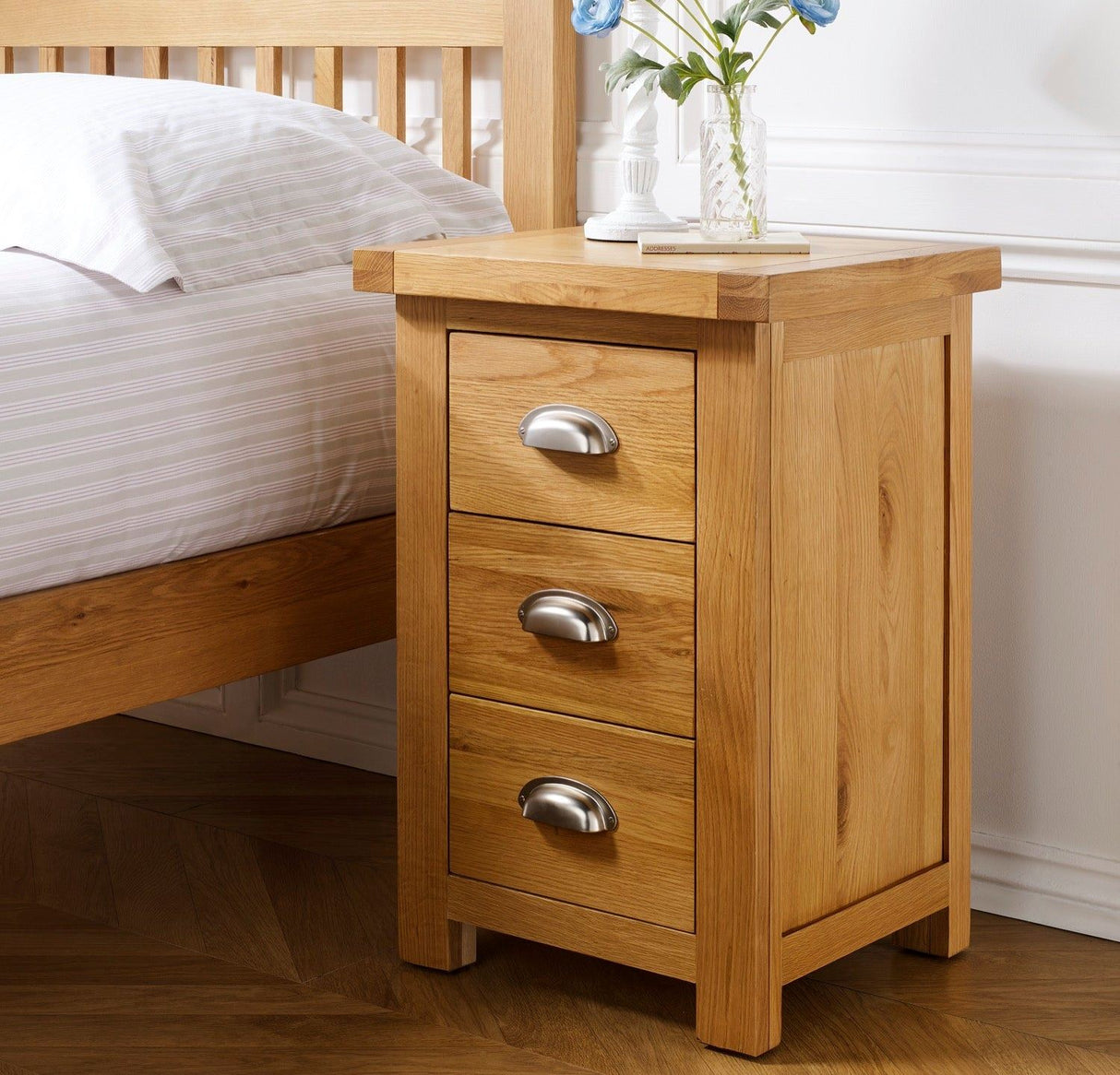 Winona Large 3 Drawer Bedside - Oak