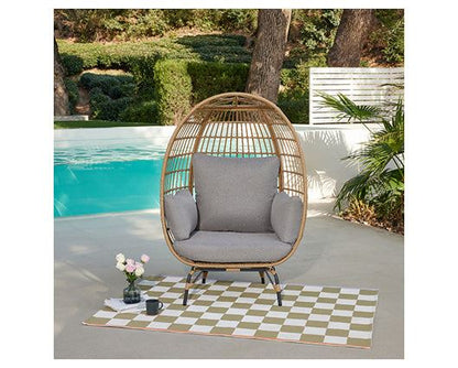 Antalya Natural Egg Chair L. Grey Cushion+ Cover