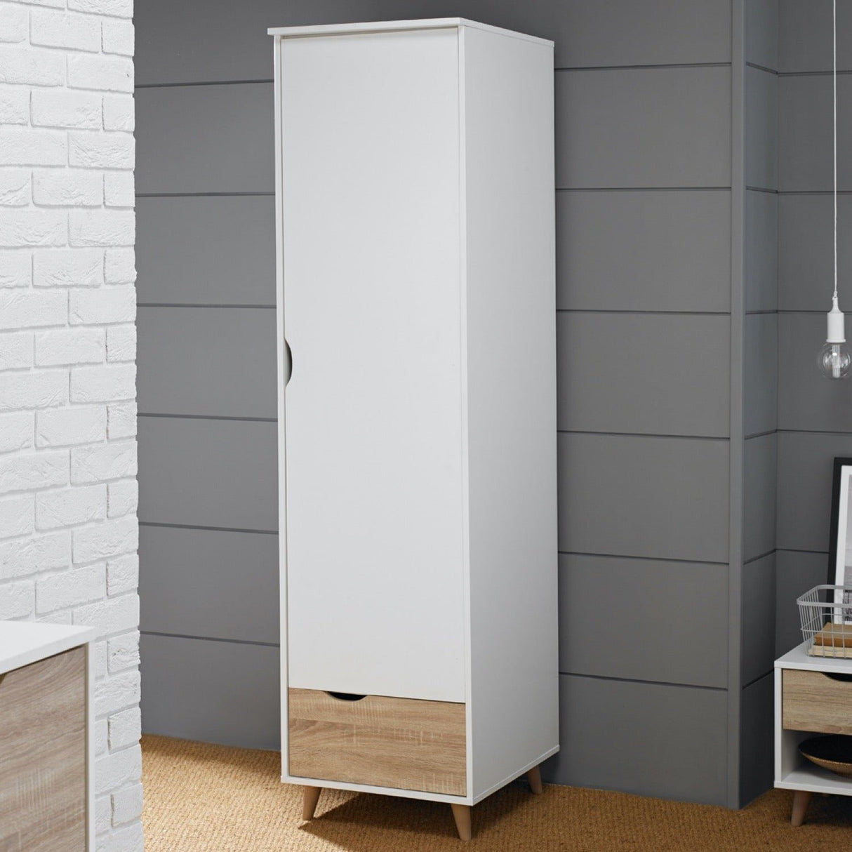 Shanelle 1 Door Wardrobe White-Oak