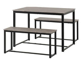LINCOLN 1+2 DINING BENCH SET - STONE EFFECT/BLACK