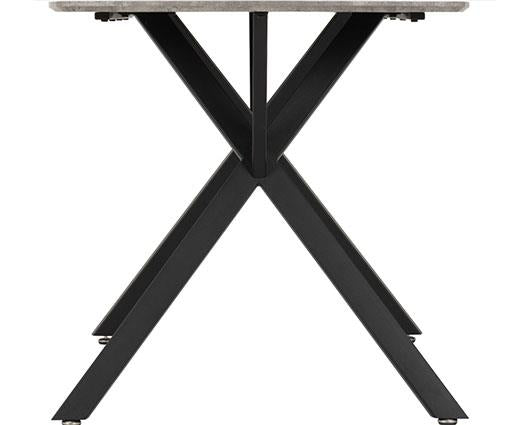 ATHENS RECT & LUKAS DINING SET (X4 CHAIRS) - CONCRETE/SAPPHIRE BLUE VELVET