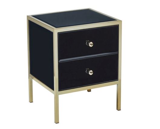 Fabian 2 Drawer Bedside Table - Black & Gold