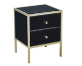 Fabian 2 Drawer Bedside Table - Black & Gold