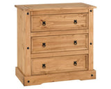 Corona 3 Drawer Chest - Distressed Waxed Pine
