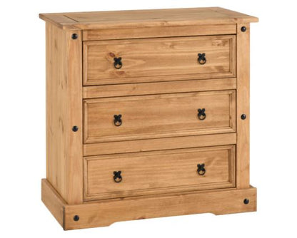 Corona 3 Drawer Chest - Distressed Waxed Pine