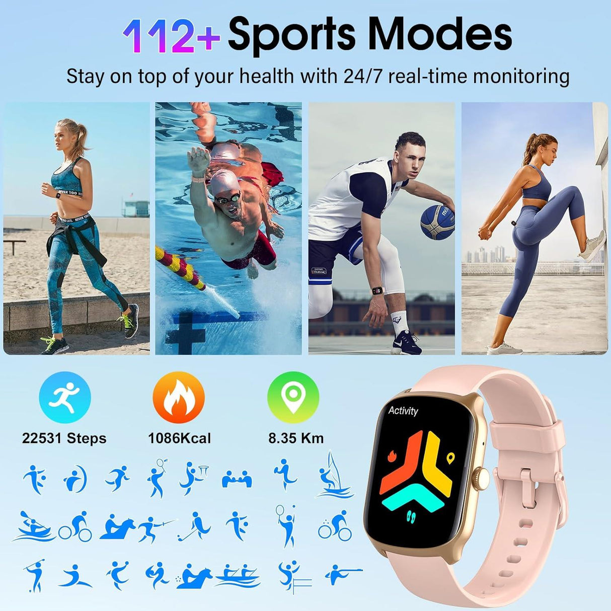 Smart Fitness Watch - Pink