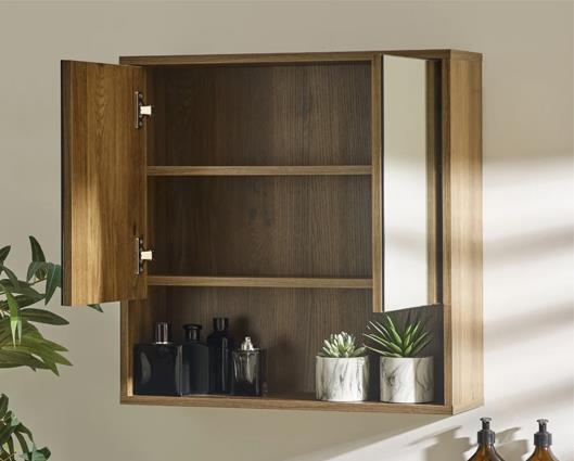 Hampshire Mirrored Bathroom Wall Cabinet Walnut