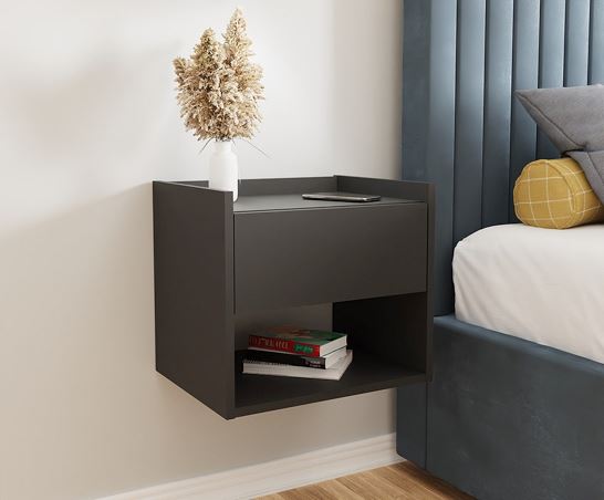 Harrison Wall Mounted Bedside Tables (Pair)- Anthracite