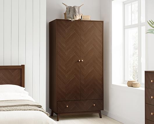 Herringford 2 Door 1 Drawer Wardrobe - Walnut