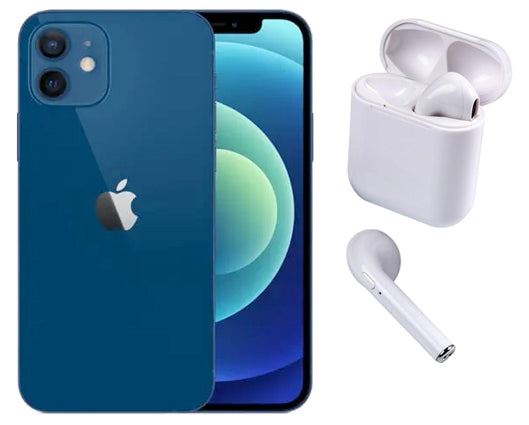 Refurbished Apple iPhone 12 64GB Blue with Wireless Headphones