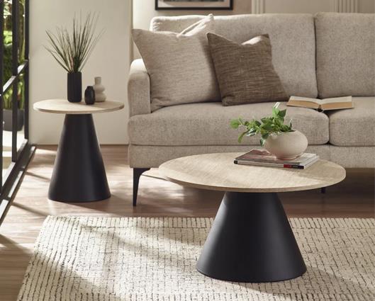 Elgon Coffee and Lamp Table Set Travertine Effect