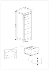 Nairn White 5 drawer narrow chest of drawers