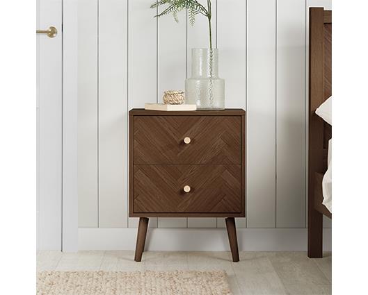 Herringford 2 Drawer Bedside - Walnut