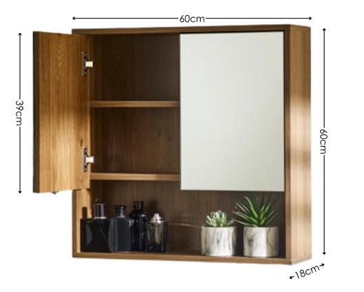 Hampshire Mirrored Bathroom Wall Cabinet Walnut
