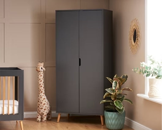 Maura Double Wardrobe - Slate with Natural