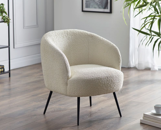 Gali Boucle Accent Chair- Ivory