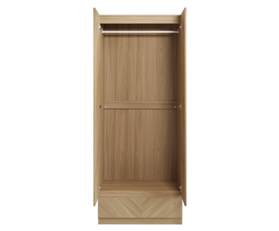 Ciaro 2 Door 1 Drawer Wardrobe- Euro Oak