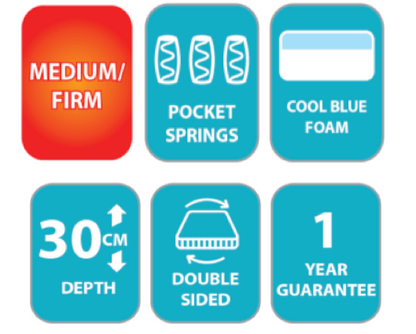 Seasons Deluxe 1000 Pocket Spring Hypoallergenic Mattress (30cm Depth) - King