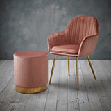 Lonnie Pouffe Vintage Pink Velvet