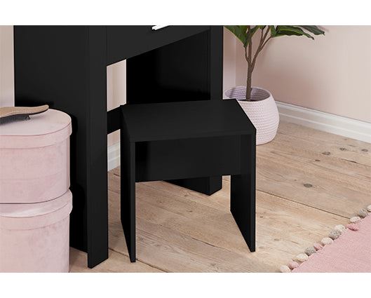 Emilia 1 Drawer Sliding Mirror Dressing Table - Black