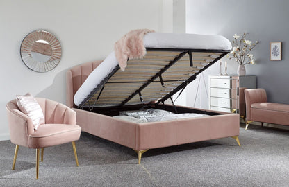 Pettine End Lift Double Ottoman Bed - Blush Pink