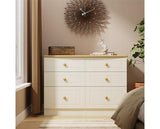 Warwick 6 Drawer Midi Chest - Cream Ash with Modern Oak Top