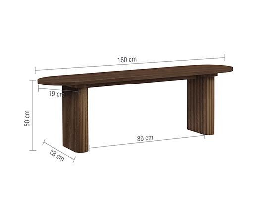 Axel Oval Fluted Dining Table with 2 Benches - Walnut