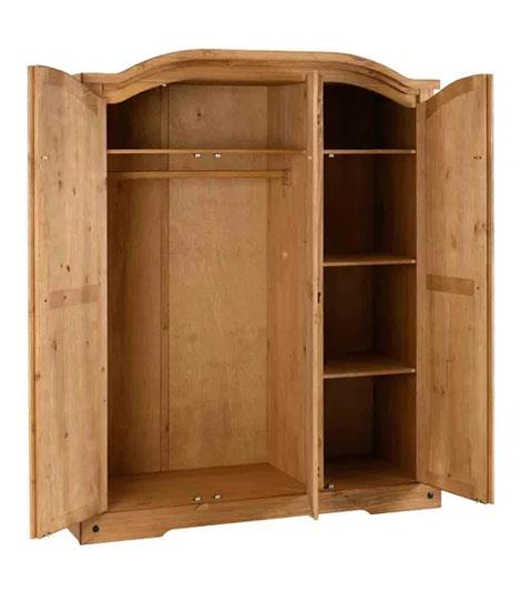 Corona 3 Door Wardrobe - Distressed Waxed Pine