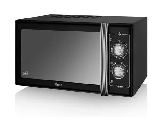 Retro Black 900W Manual Microwave