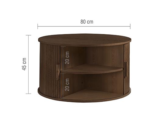 Axel Round Fluted Coffee Table with Storage - Walnut