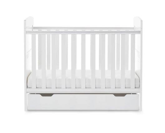 Grady Cot Bed, Under Drawer + Fibre Mattress - White