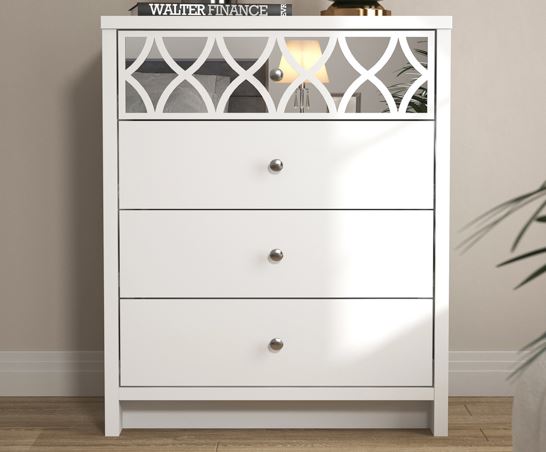 Arlo 4 Drawer Chest with Mirror- White