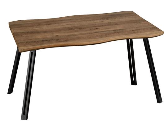 QUEBEC WAVE & LUKAS DINING SET (X4 CHAIRS) - MEDIUM OAK EFFECT/SAPPHIRE BLUE VELVET